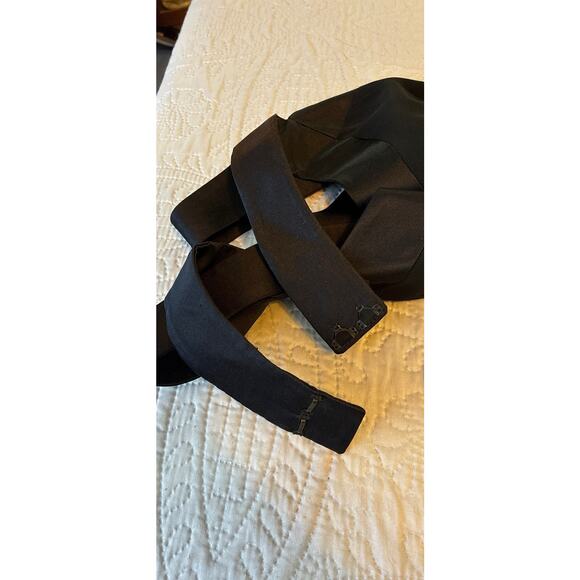Vintage Cache Sz 4 Black Halter Straps Silky Trim Front Slit Lined Bandage Maxi - Picture 16 of 16